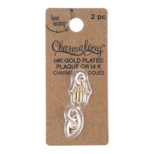 Charmalong™ 14K Gold Hamsa & Eye Charms by Bead Landing™